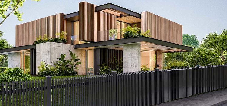 Betonkerítés helyett lamellás, időtálló alu kerítés Betonkerítés helyett modern alumínium megoldás